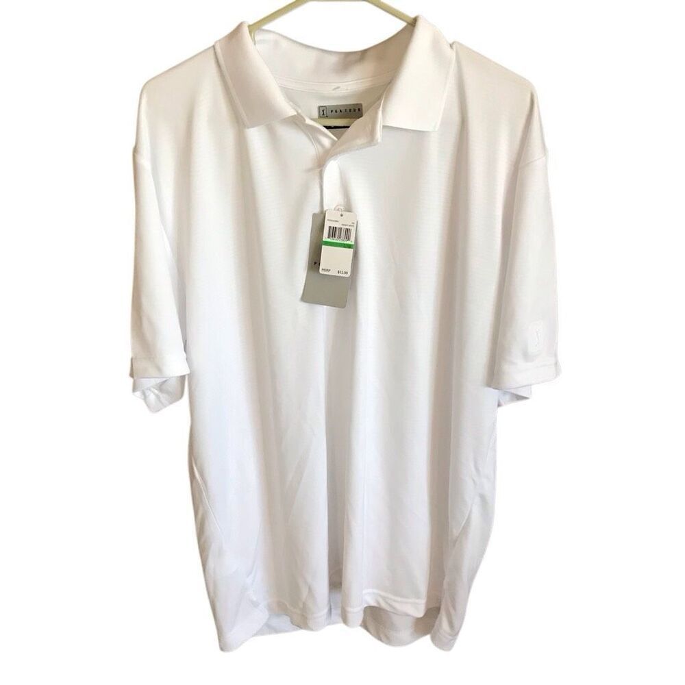 PGA tour Golf polo shirt SZ Large Mens white athletic short sleeve New with tags